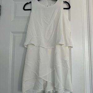 White Asymmetrical Sleeveless Romper